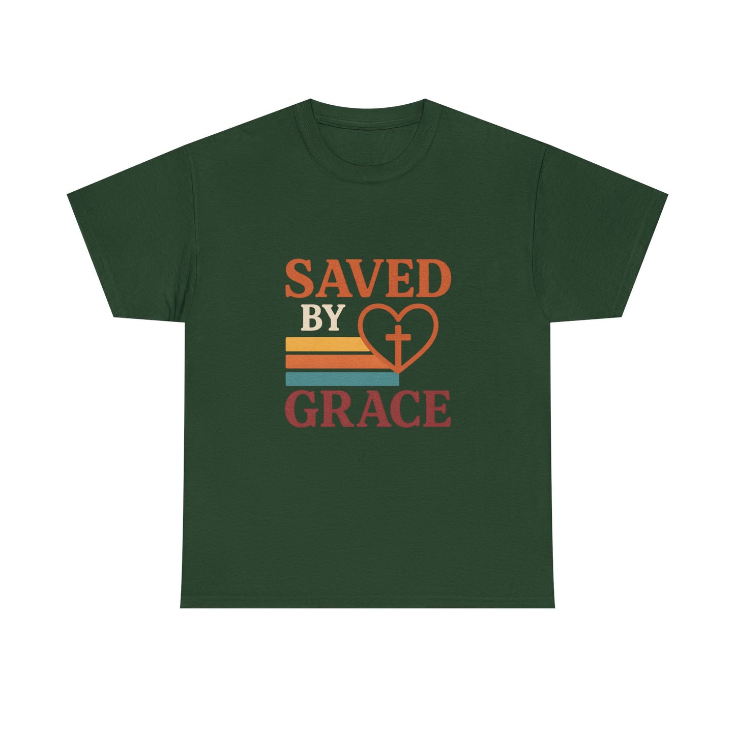 Saved by Grace Tee - Unisex Heavy Cotton T-Shirt for Faith & Inspiration, Christian Apparel, Perfect for Church, Gifts, and Celebrations