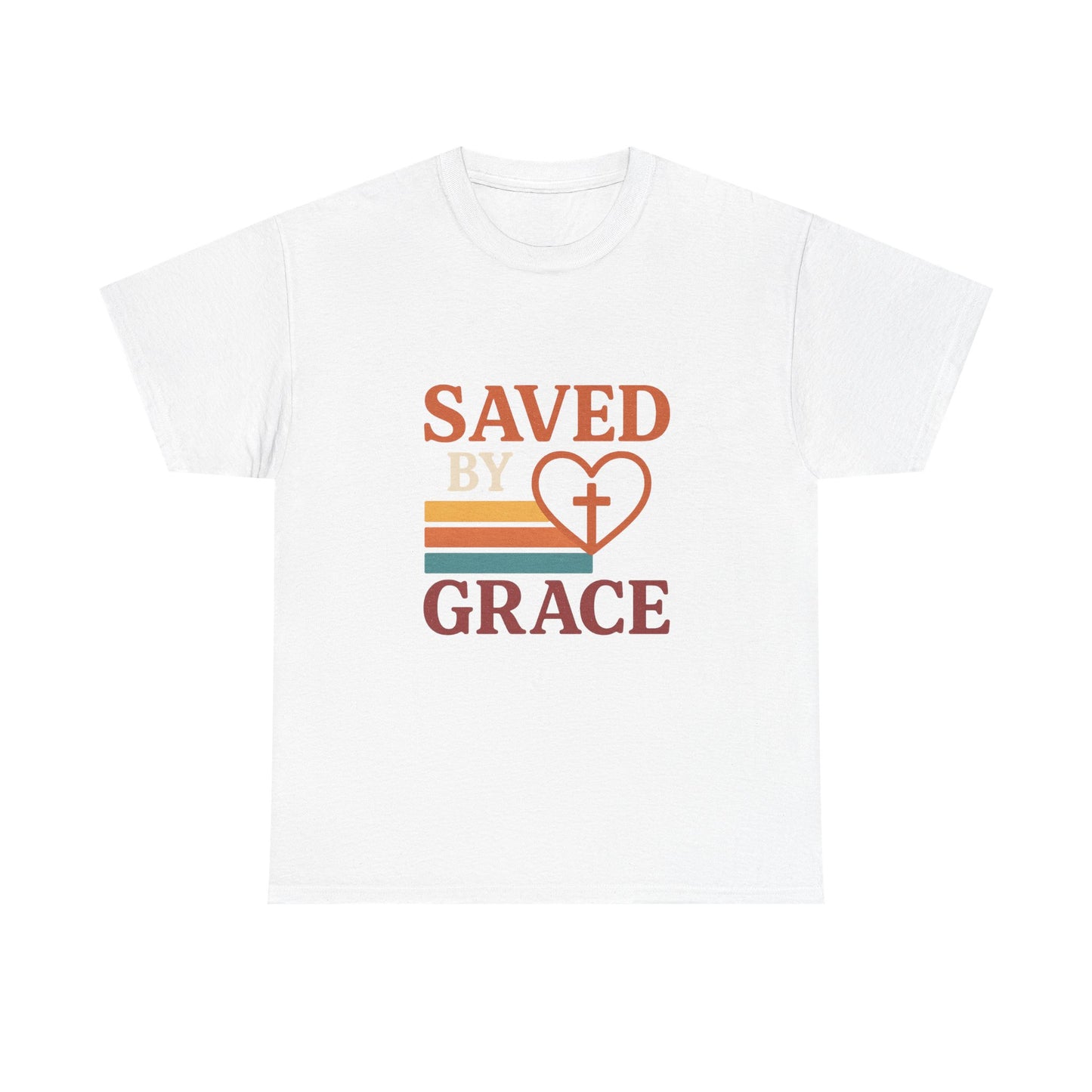 Saved by Grace Tee - Unisex Heavy Cotton T-Shirt for Faith & Inspiration, Christian Apparel, Perfect for Church, Gifts, and Celebrations