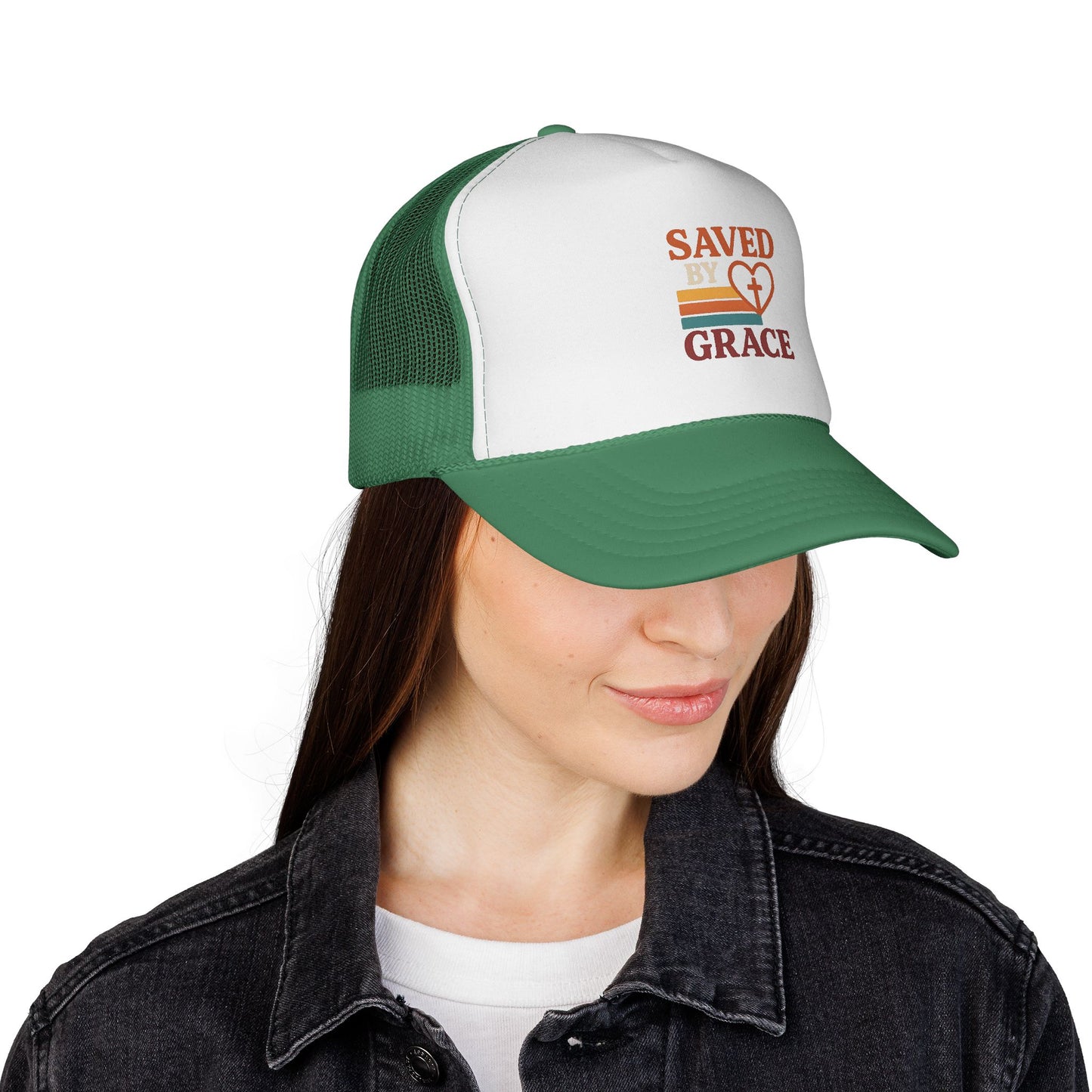 Saved by Grace: Faith-Inspired Trucker Caps, Christian Hats, Accessories, Inspirational Gifts, Trendy Religious Gear