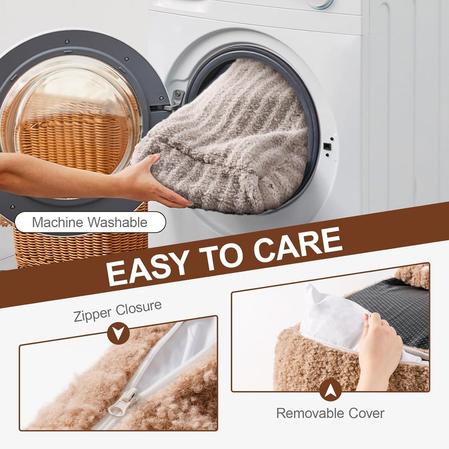 Orthopedic small dog and cat Couch For Indoor Cats - 26x19x11.8 Inch Pet Bed with Removable Washable Cover & Non-Slip Bottom, Small Dog Bed For Puppies, Brown