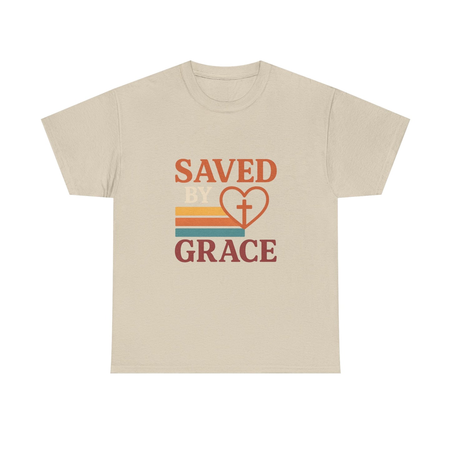 Saved by Grace Tee - Unisex Heavy Cotton T-Shirt for Faith & Inspiration, Christian Apparel, Perfect for Church, Gifts, and Celebrations