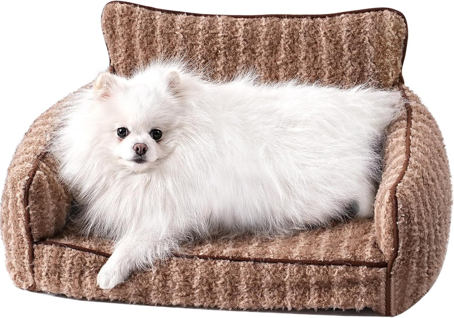 Orthopedic small dog and cat Couch For Indoor Cats - 26x19x11.8 Inch Pet Bed with Removable Washable Cover & Non-Slip Bottom, Small Dog Bed For Puppies, Brown