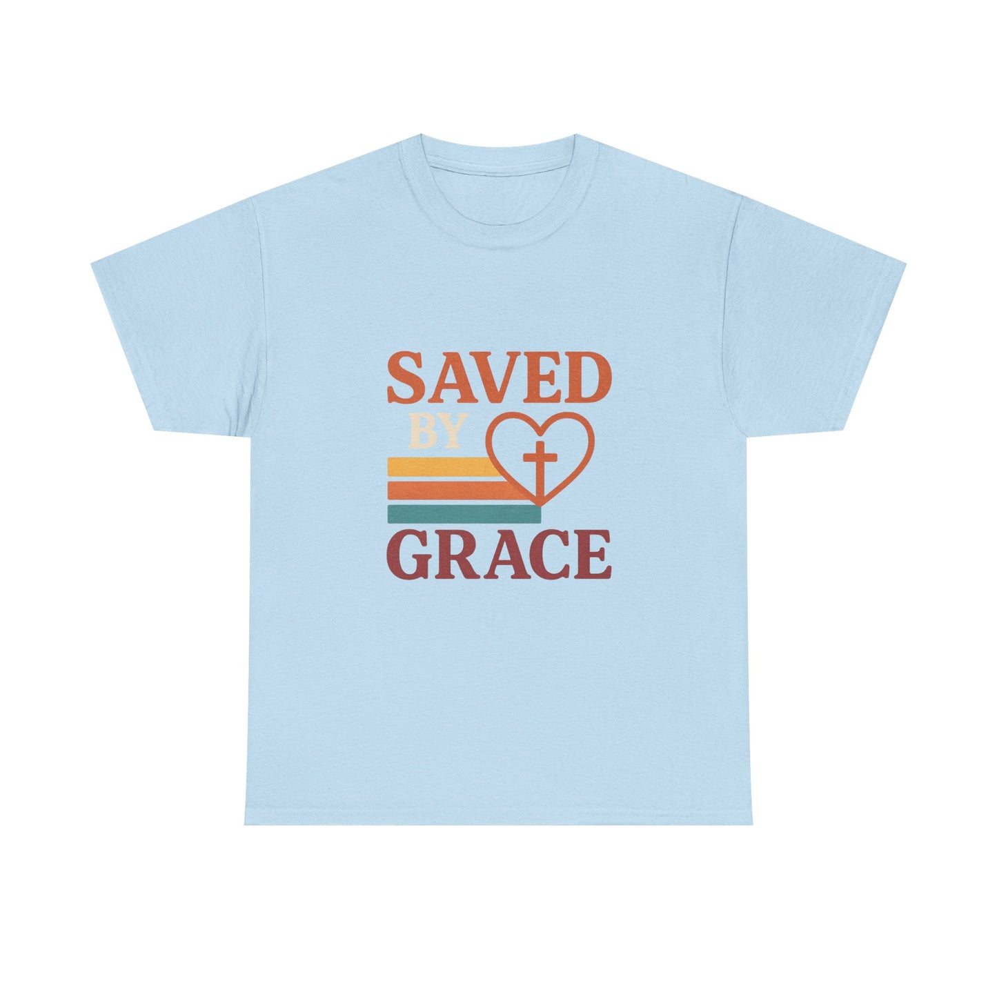 Saved by Grace Tee - Unisex Heavy Cotton T-Shirt for Faith & Inspiration, Christian Apparel, Perfect for Church, Gifts, and Celebrations