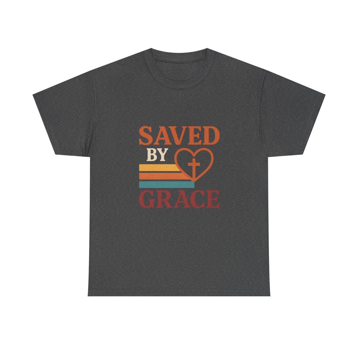 Saved by Grace Tee - Unisex Heavy Cotton T-Shirt for Faith & Inspiration, Christian Apparel, Perfect for Church, Gifts, and Celebrations