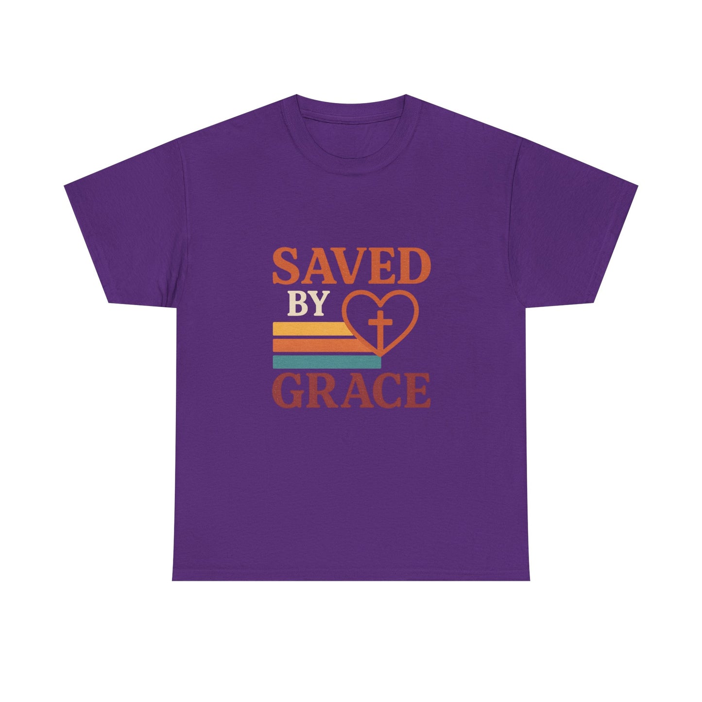 Saved by Grace Tee - Unisex Heavy Cotton T-Shirt for Faith & Inspiration, Christian Apparel, Perfect for Church, Gifts, and Celebrations