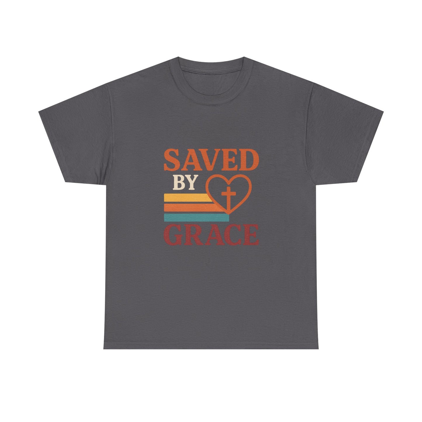 Saved by Grace Tee - Unisex Heavy Cotton T-Shirt for Faith & Inspiration, Christian Apparel, Perfect for Church, Gifts, and Celebrations