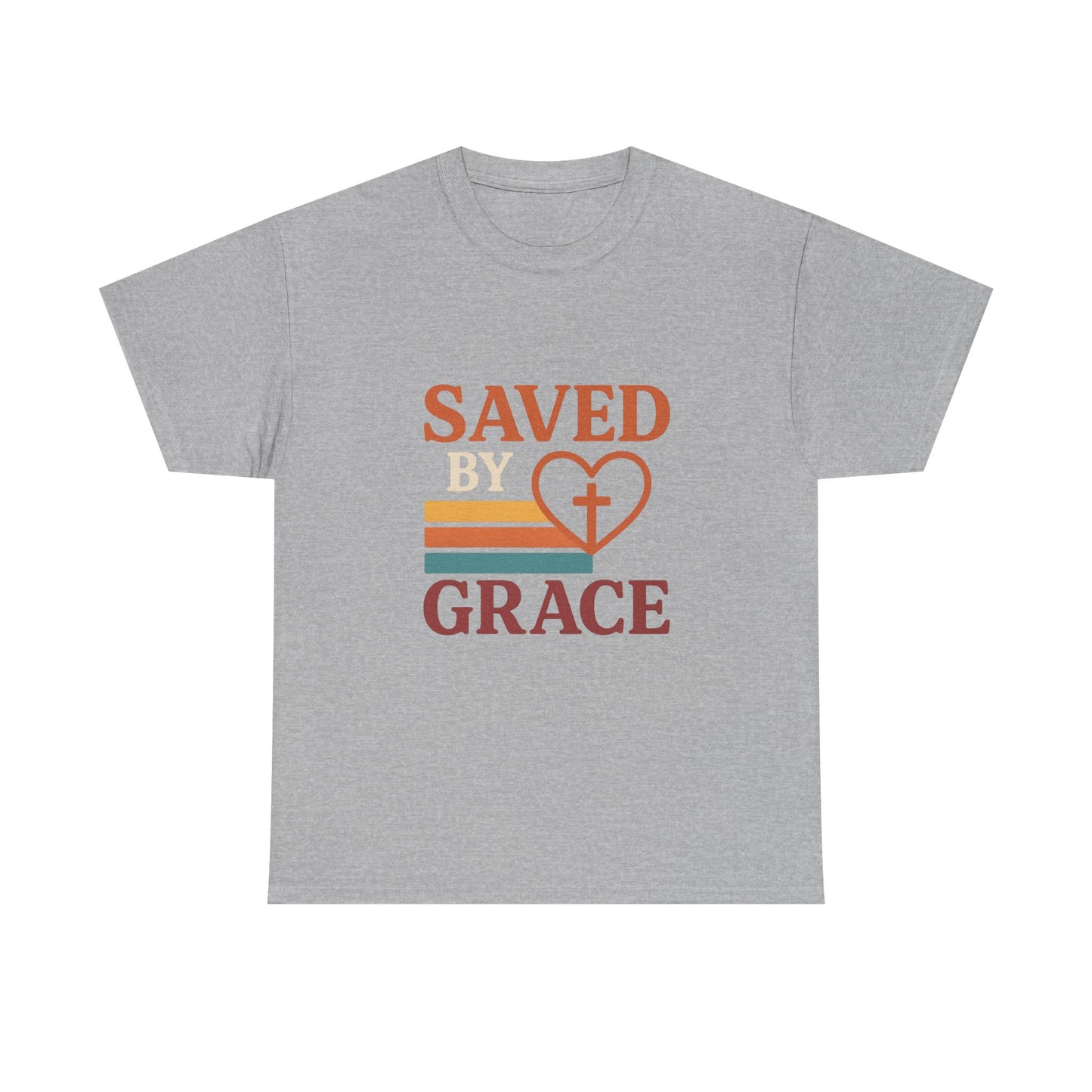 Saved by Grace Tee - Unisex Heavy Cotton T-Shirt for Faith & Inspiration, Christian Apparel, Perfect for Church, Gifts, and Celebrations